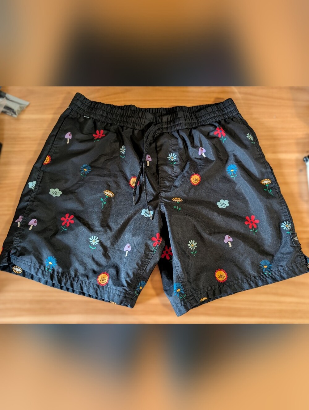 Trippy Mushroom Retro Daisy Print Swim Shorts Lined Trunks By Vans Unisex L
